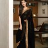 Women Label Shaurya Sanadhya | Women'S Black Georgette Saree With Blouse By Label Shaurya Sanadhya- (2Pcs Set)