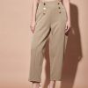 Women Lyush | Women'S Beige Front Darted Balloon Fit Pants - Lyush