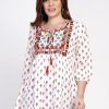 Women Bhama Couture USA | White Printed Tunic With Embroidery - Bhama Couture Usa