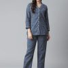 Women NOZ2TOZ | Women'S Indigo Printed Cotton Nightsuit - Noz2Toz