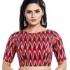 Women Madhu Fashion | Women'S Cotton Ikat Print Half Sleeve Blouse - Madhu Fashion Maroon