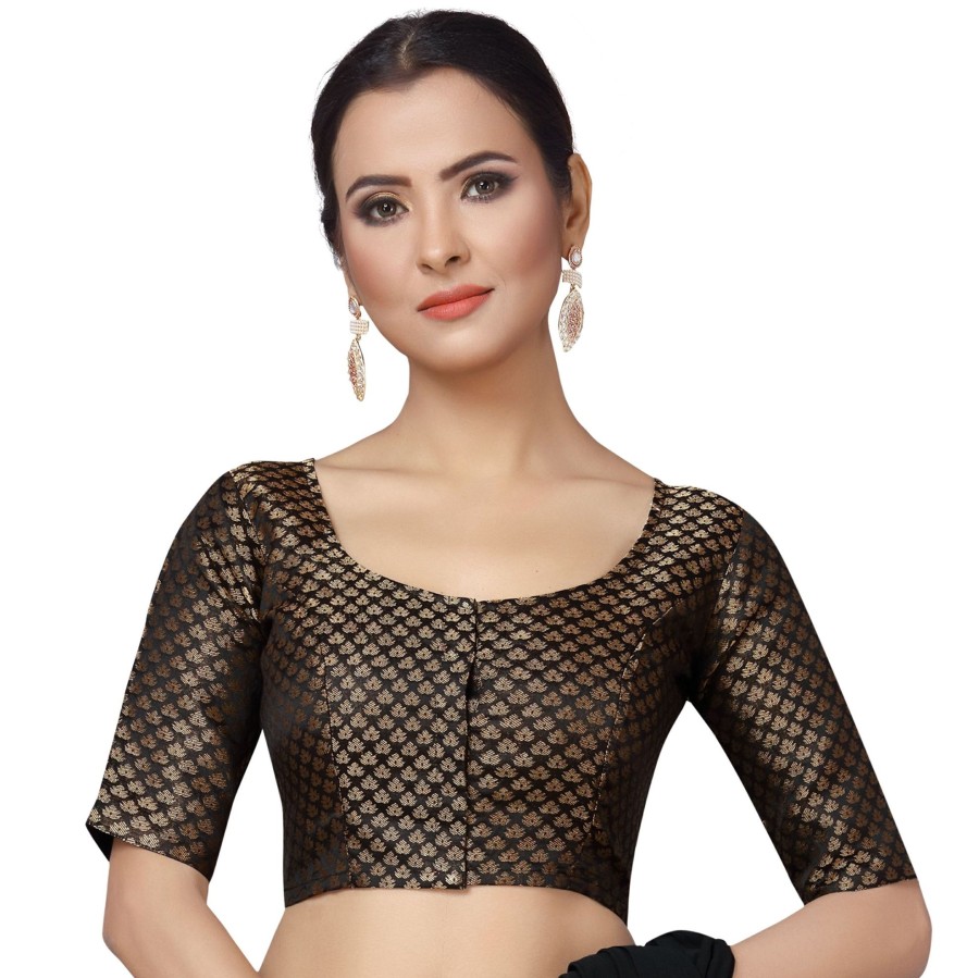 Women Shringaar | Women Black Brocade Saree Blouse By Shringaar (1Pc)