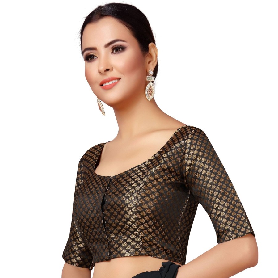 Women Shringaar | Women Black Brocade Saree Blouse By Shringaar (1Pc)