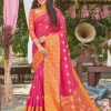 Women Sangam Prints | Women Pink Silk Saree By Sangam Prints (2 Pc Set)