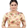 Women Madhu Fashion | Women'S Polyester Brocade Digital Print Elbow Length Sleeves Readymade Saree Blouse - Madhu Fashion