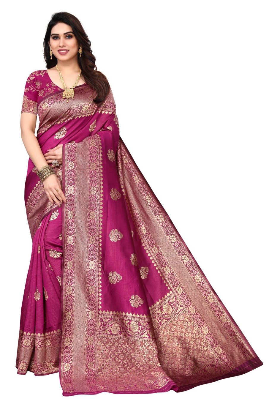 Women Varanga | Women'S Color Banarasi Silk Saree With Blouse - Varanga Purple