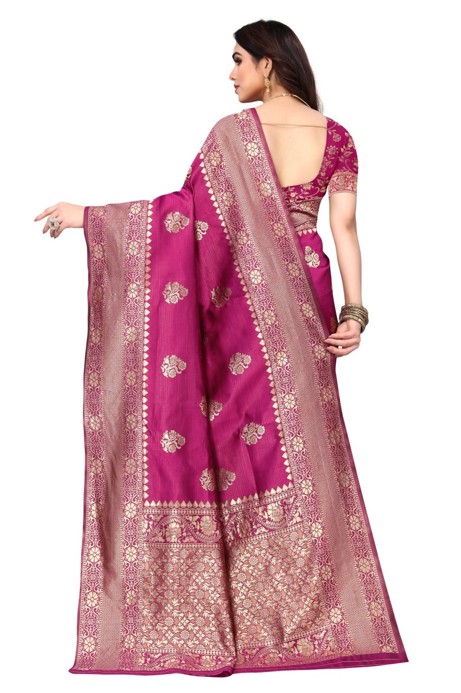 Women Varanga | Women'S Color Banarasi Silk Saree With Blouse - Varanga Purple