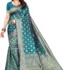 Women Varanga | Women'S Color Banarasi Silk Saree With Blouse - Varanga Green