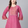 Women Bhama Couture USA | Pink U0026 White Bandhej Print Tunic - Bhama Couture Usa