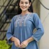 Women KAAJH | Women'S Light Embroidered Cotton Top - Kaajh Blue