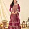 Women Monjolika | Women'S Rani Pink Color Georgette Heavy Work Full Length Anarkali Suit - Monjolika