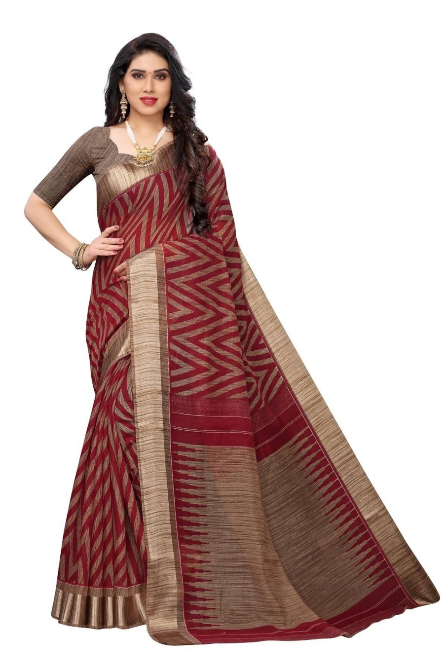 Women Vamika | Women'S Vamika Linen Designer Saree Bee Vamika Red