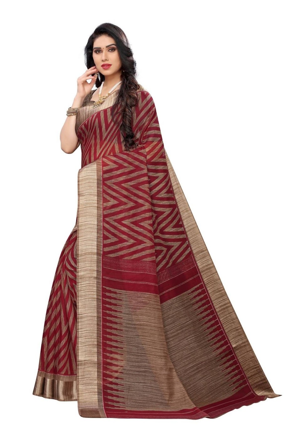 Women Vamika | Women'S Vamika Linen Designer Saree Bee Vamika Red