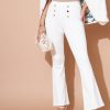 Women Lyush | Women'S White High Waist Gold Show Buttons Pants - Lyush