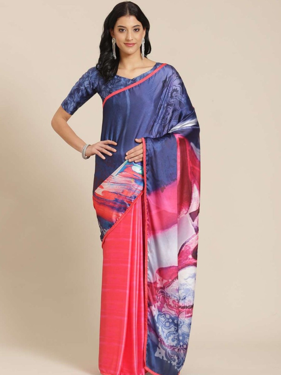 Women Dwija Fashion | Women'S Designer U0026 Red Color Crepe Silk Saree Collection - Dwija Fashion Blue