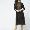 Women Aniyah | Women'S Block Printed Straight Kurta - Aniyah Black