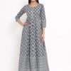 Women Kipek | Women'S Printed Cotton Fabric Anarkali Color - Kipek Grey