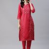 Women Ziyaa | Women Pink Silk Kurta By Ziyaa (1 Pc Set)