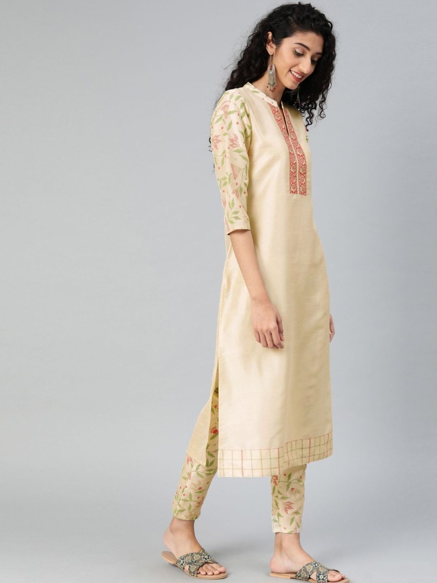 Women Ziyaa | Women Silk Kurta By Ziyaa (1 Pc Set) Cream