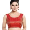 Women Madhu Fashion | Women'S Sleeveless Brocade Readymade Saree Blouse - Madhu Fashion Red