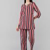 Women Ahika | Women'S Multi Pure Cotton Striped Printed Night Suit - Ahika Multi Color