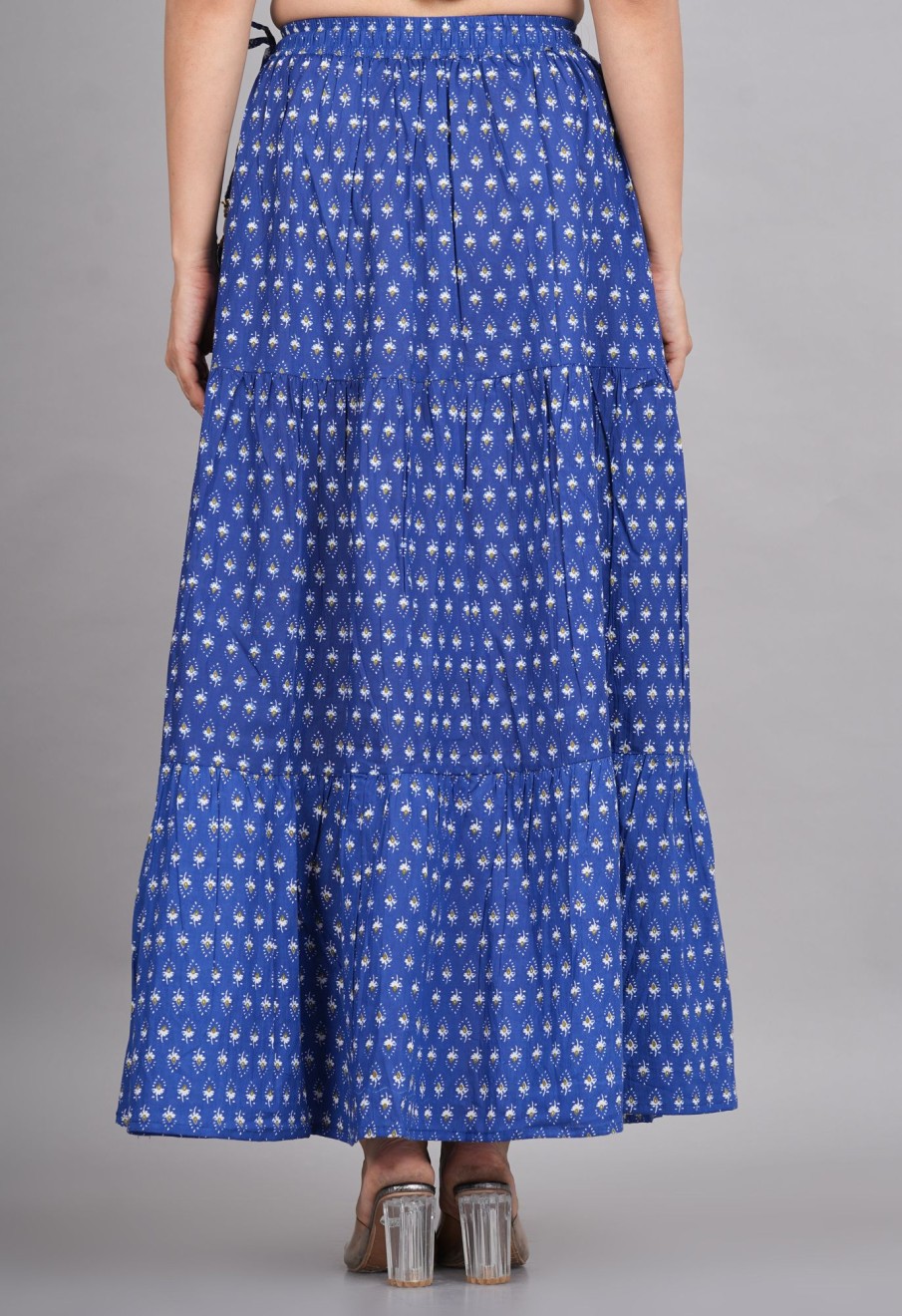 Women House of RP | Women'S Light Rayon Ethnic Printed Circular Skirt - House Of Rp Blue