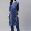 Women Ziyaa | Women'S Blue Poly Silk Kurta - Ziyaa