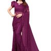 Women Vamika | Women'S Ethnic Fire Pearls Net Saree - Vamika Purple