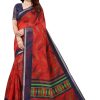 Women Vamika | Women'S Red Linen Jari Border Saree - Vamika