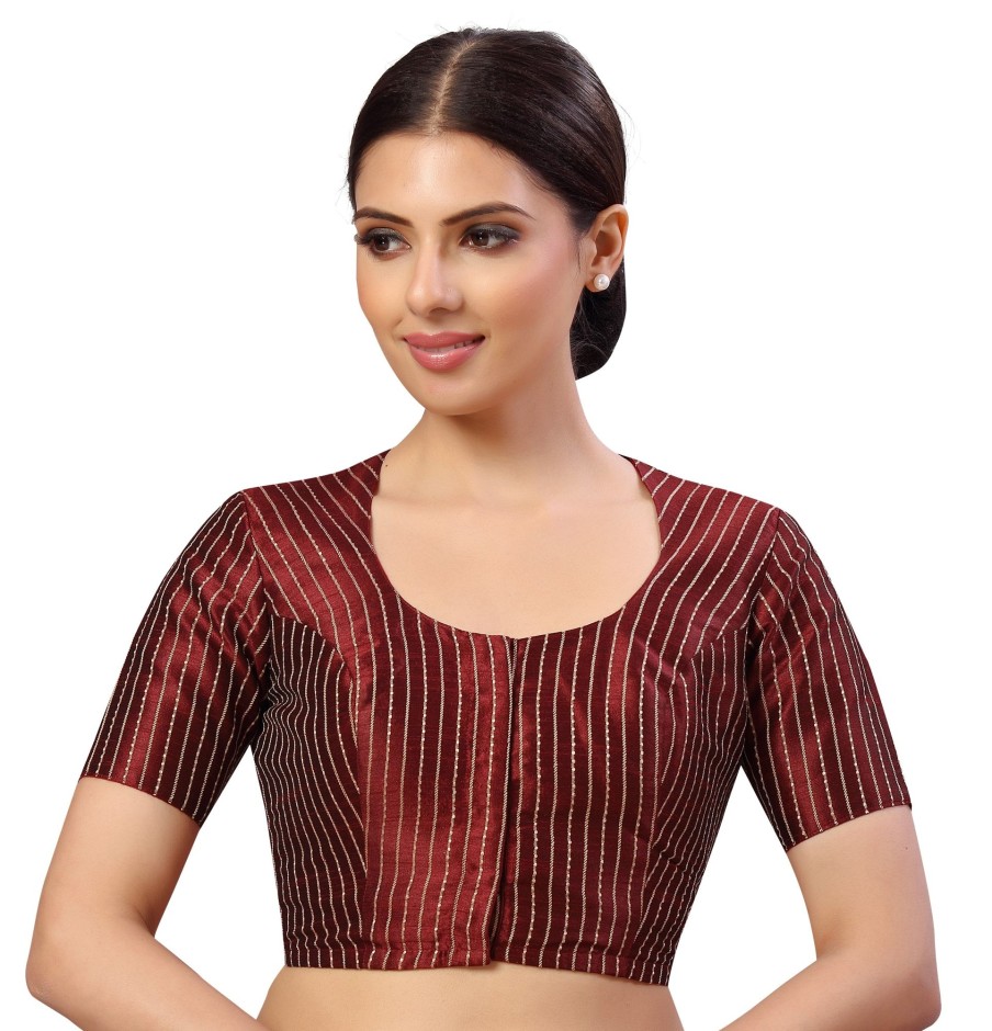 Women Shringaar | Women'S S Polyester Handloom Silk Saree Blouse. - Shringaar Maroon