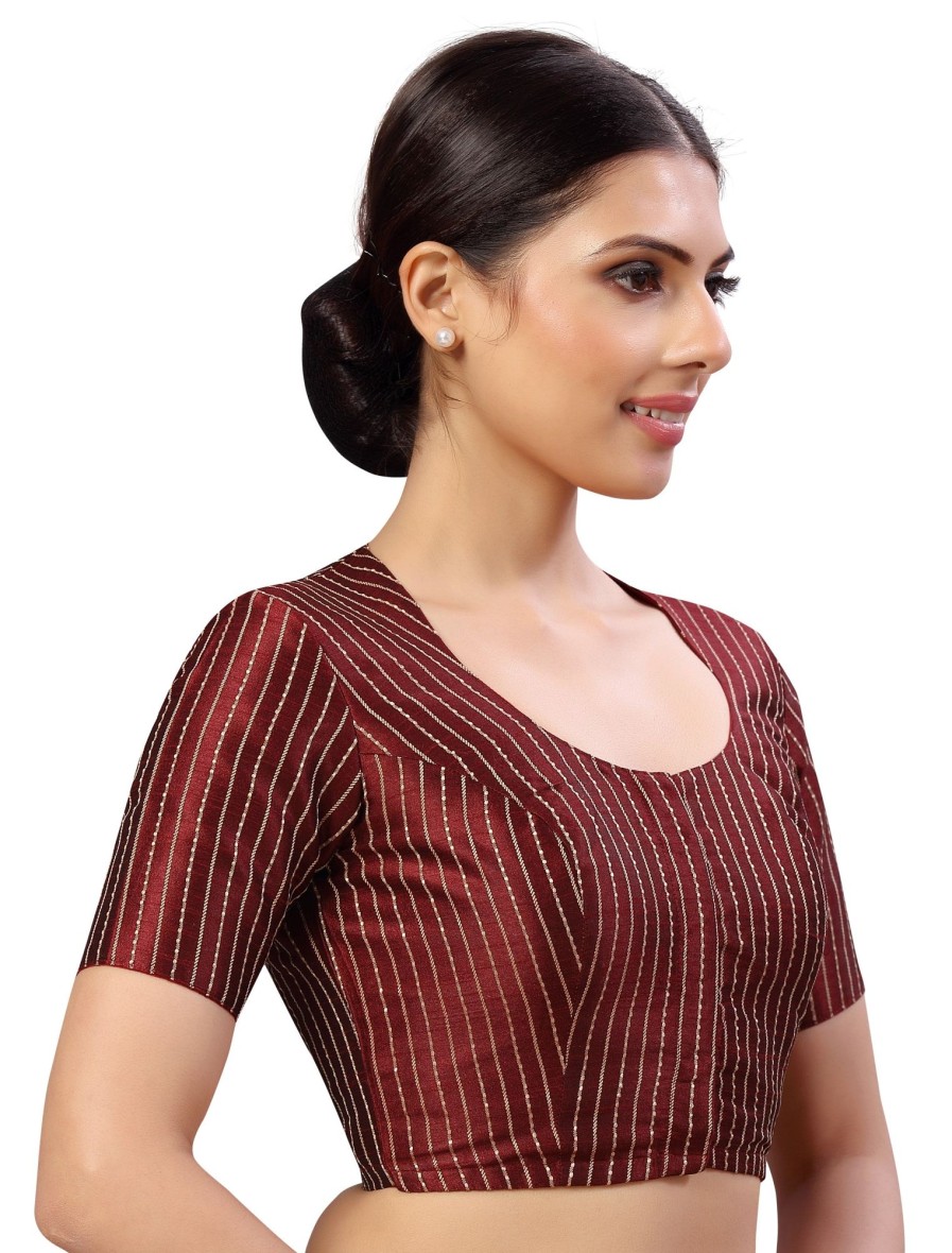 Women Shringaar | Women'S S Polyester Handloom Silk Saree Blouse. - Shringaar Maroon