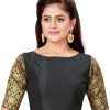 Women Madhu Fashion | Women'S Solid Pattern Womens Readymade Saree Blouse With Elbow Length Brocade Sleeves - Madhu Fashion Black