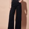 Women Lyush | Women'S Black High Waist Seam Detail Straight Jeans - Lyush