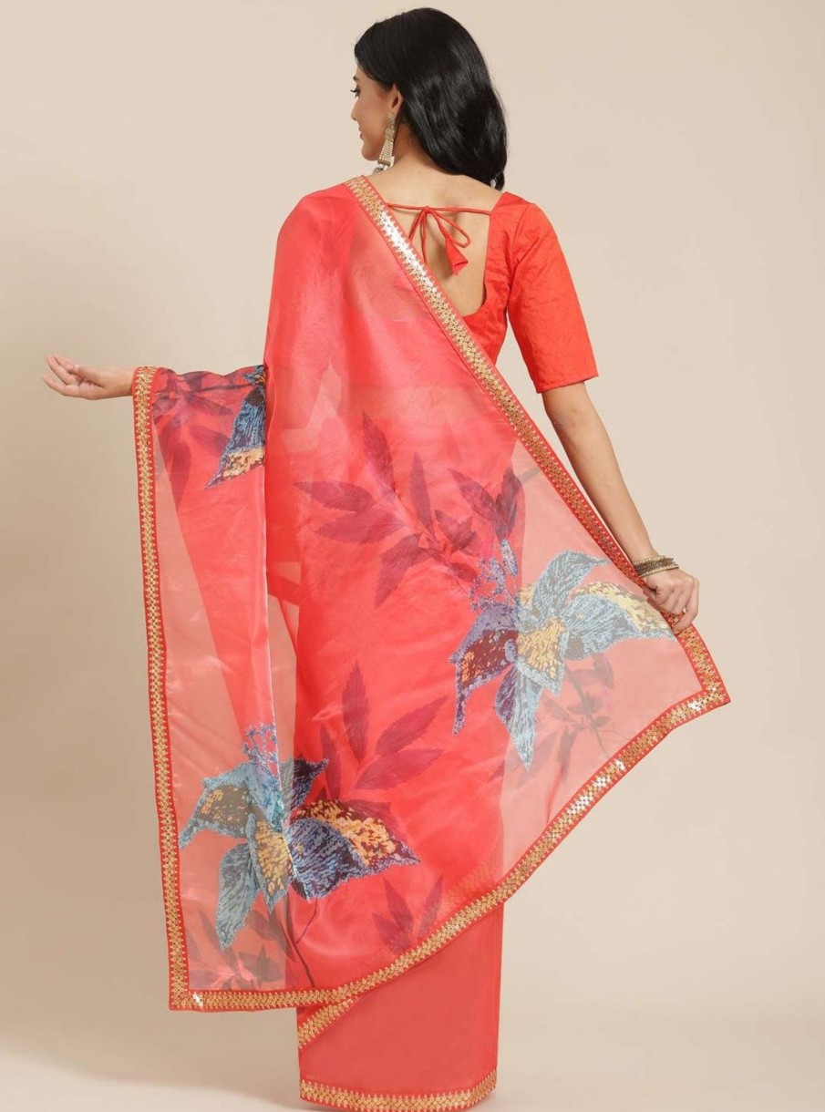 Women Dwija Fashion | Women'S Designer Color Oraganza Saree Collection - Dwija Fashion Red