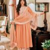 Women Monjolika | Women'S Peach Color Georgette Embroidered Party Salwar Suit - Monjolika