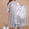 Women Miravan | Women'S Plus Size Printed With Gota Patti Work Anarkali Kurta With Dupatta - Miravan Blue