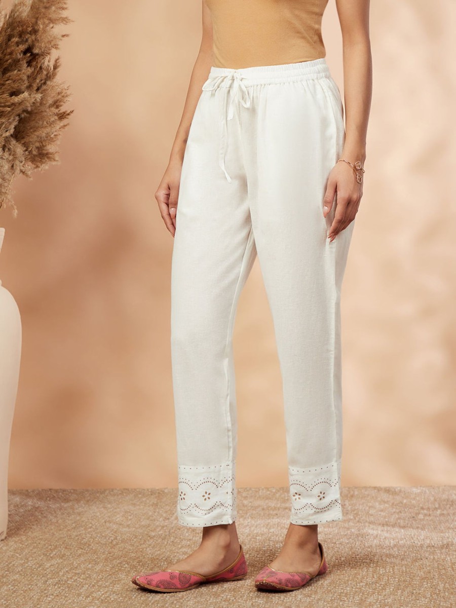 Women IMARA | Women'S Solid Off Straight Pants - Imara White