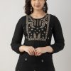 Women Charu | Women'S Embroidered Viscose Rayon Regular Top ( ) - Charu Black