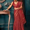 Women Sangam Prints | Women'S Red Cotton Thread Woven Work Traditional Saree - Sangam Prints