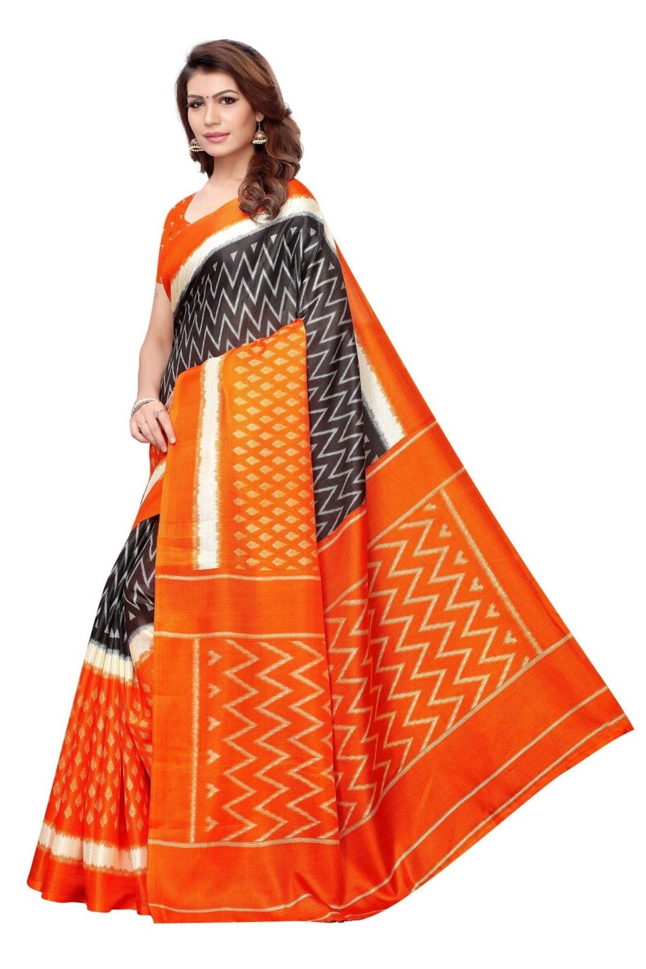 Women Vamika | Women'S Vamika Mustard Kalamkari With Jhalar Khadi Silk Saree Snap Orange - Vamika Multicolor