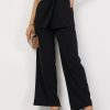 Women Lyush | Women'S Black Front Dart Palazzo Pants - Lyush