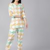 Women Ahika | Women'S Cotton Geometric Print Printed Night Suit - Ahika White