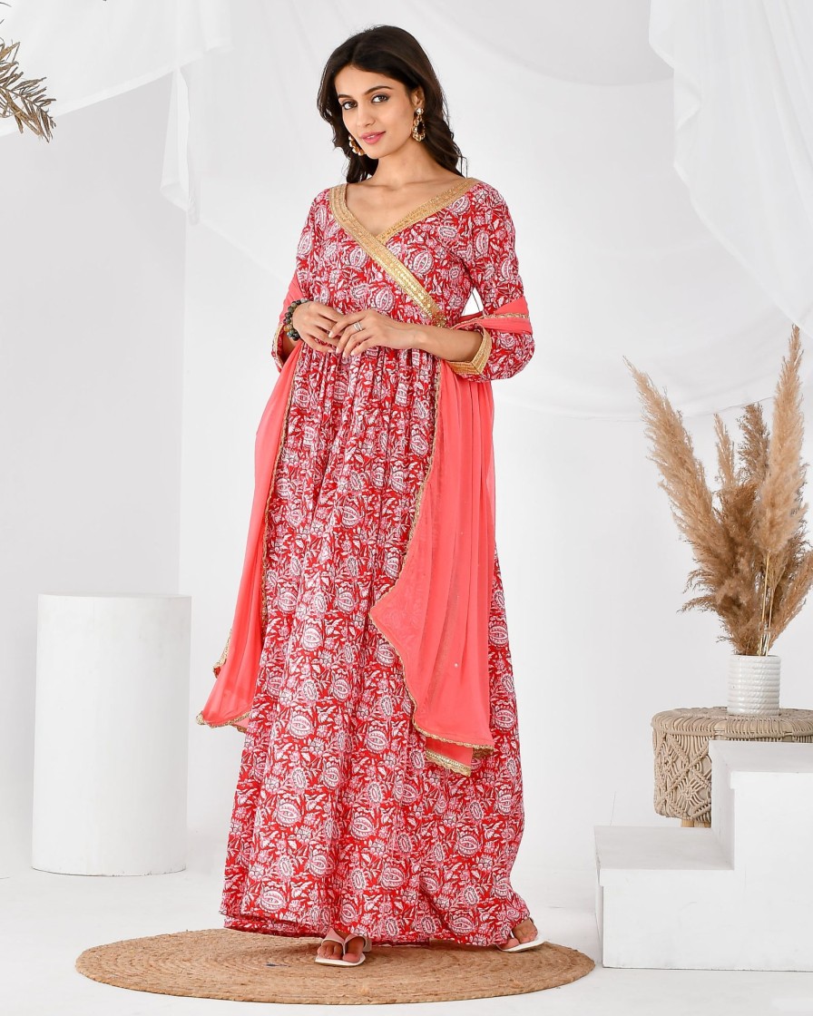 Women RANGPUR | Women'S Angrakha Set - Rangpur Red