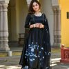 Women SARAS THE LABEL | Women'S Black Anarkali Kurta With Dupatta- (3Pc Set) - Saras The Label