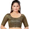 Women Madhu Fashion | Women'S Polyester Brocade Readymade Saree Blouse With Elbow Length Sleeves - Madhu Fashion Black