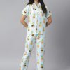 Women StyleStone | Women'S Funny Pineapple Digital Print Night Suit Set - Stylestone Blue