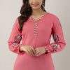 Women Charu | Women'S Embroidered Viscose Rayon Regular Top ( ) - Charu Peach