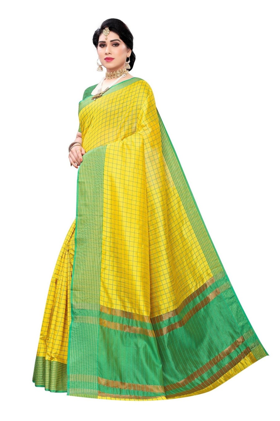 Women Vamika | Women'S Vamika Yellow Cotton Silk Weaving Saree - Vamika