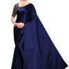 Women Vamika | Women'S Navy Satin Designer Saree - Vamika