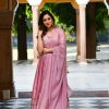 Women SARAS THE LABEL | Women'S Mauve Satin Anarkali Kurta With Dupatta- 3Pc Set - Saras The Label